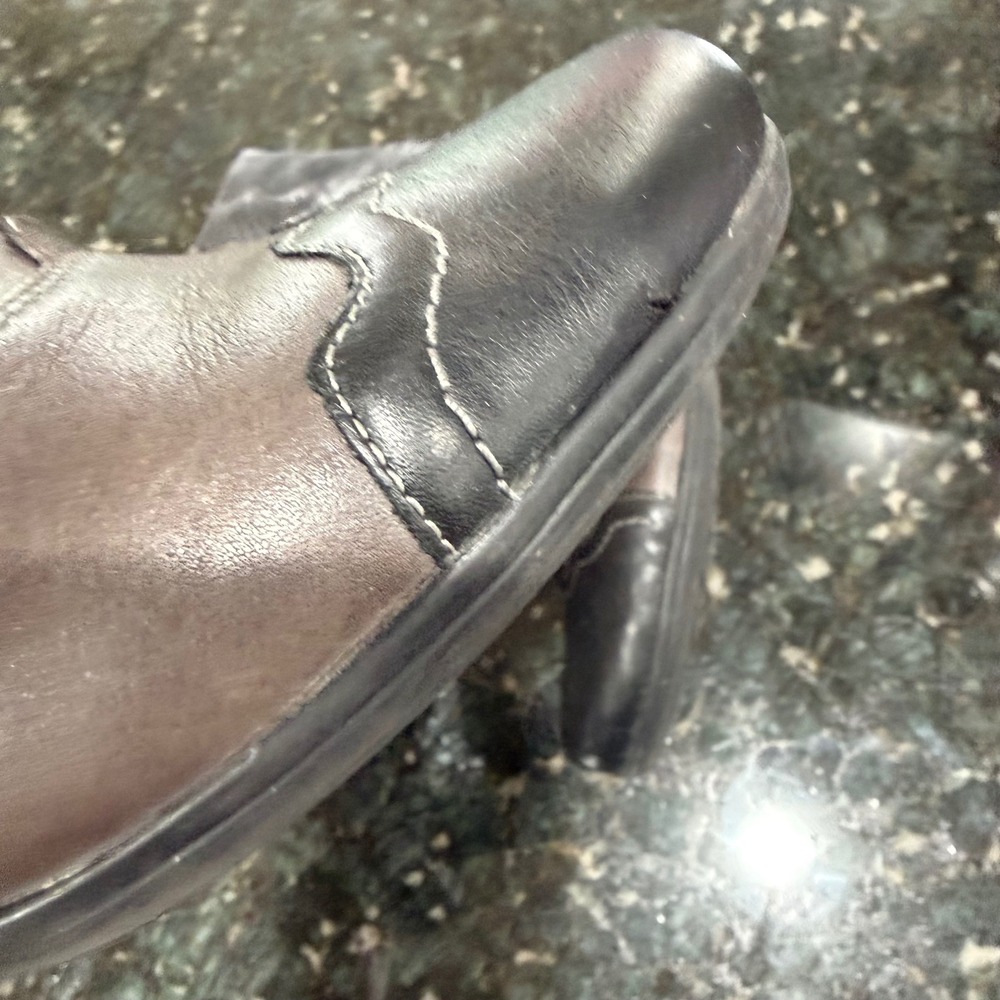 Lace Up Ankle Boots Leather Booties Snakeskin Metallic Brown Gray Black Women 40 - Picture 3 of 9